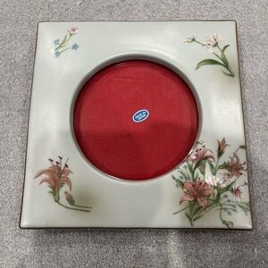 VTG Floral 5” Square Ceramic Picture Frame Japan